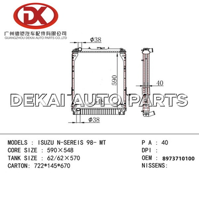 Hệ thống làm mát tự động Thùng tản nhiệt 8973710100 Xe tải ISUZU NPR 4HG1 4HF1