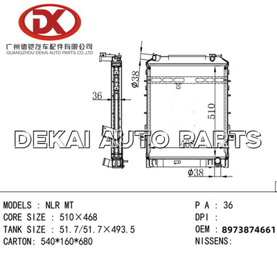 8973710110 Bộ tản nhiệt bằng nhôm nhựa Xe tải Isuzu 8971771930 8973874661